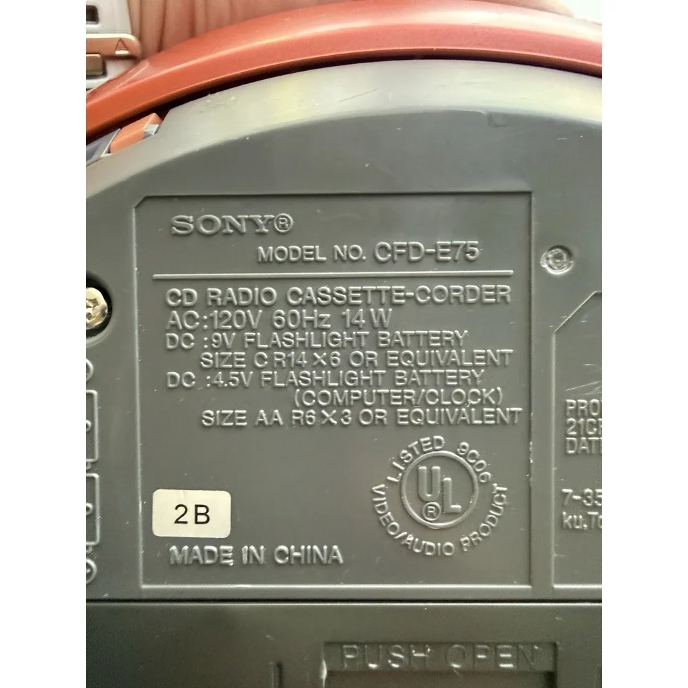 Vintage Sony Red Portable Boombox CD / Cassette / Radio Tested & Working CFD-E75